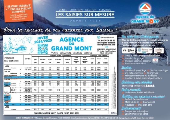 TARIF ETE 2024 et HIVER 2024/25